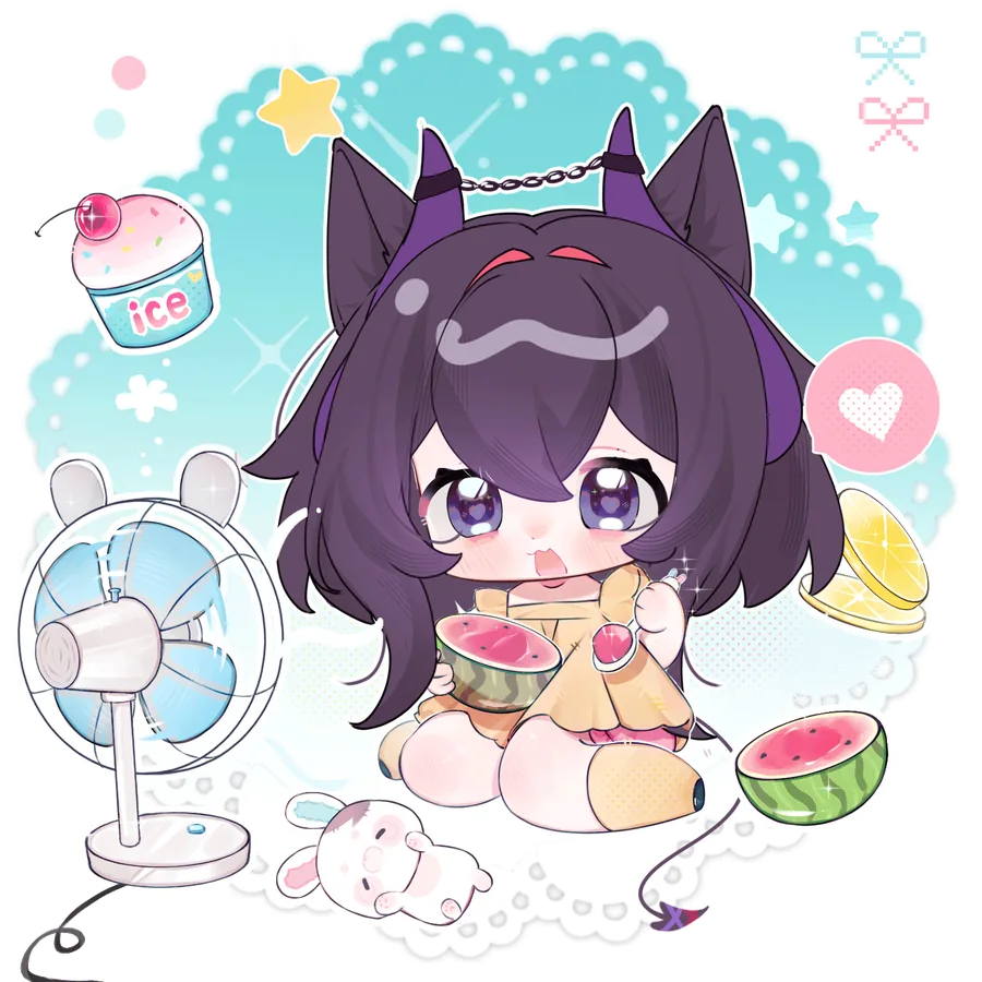 Chibi summer sticker - animated sticker by Commissioned artist (see credits)